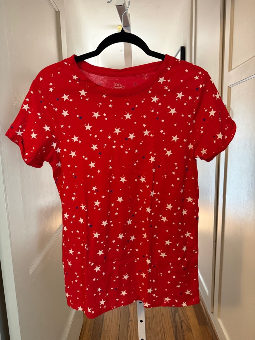 St. John's Bay Red White & Blue Star Print Graphic Tee 100% Cotton